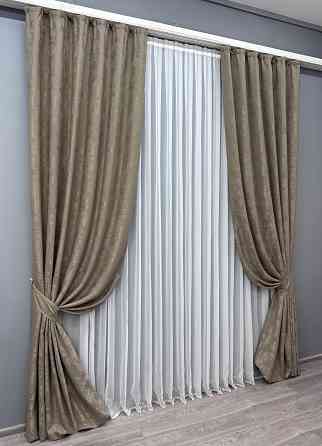 Комплект готових штор VR-Textil Жакард Sultan № 874ш Какао 150х270 см 2 шт (33-0576) Київ