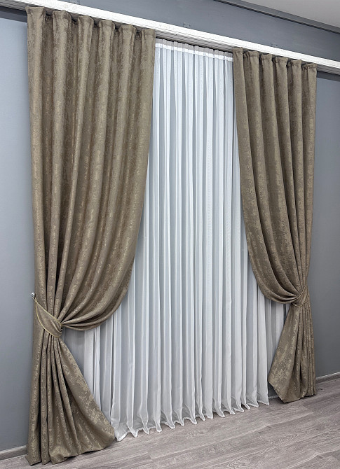 Комплект готових штор VR-Textil Жакард Sultan № 874ш Какао 150х270 см 2 шт (33-0576) Київ - фото 3