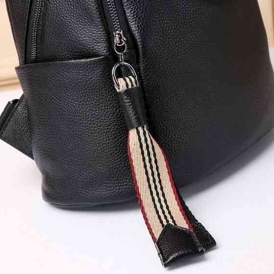 Шкіряний жіночий рюкзак міський 30х24х13, матова сумка на плечі, чорна Київ