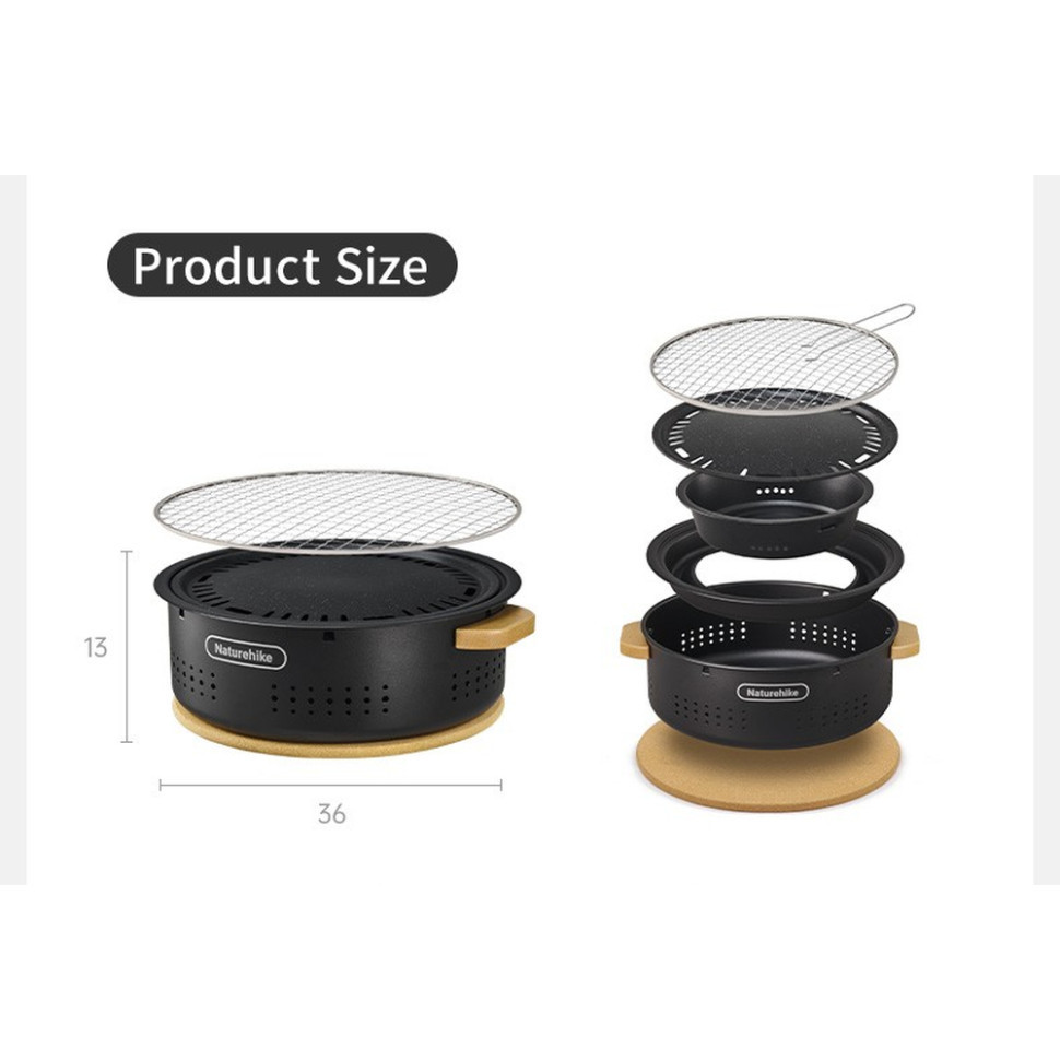 Піч настільна кругла з решіткою гриль і сковорідкою Naturehike CNK2550CF010 36х32.6х12 см хромоване залізо Вінниця - фото 4