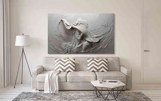 Картина полотно у вітальню / спальню   Дівчина в капелюсі   MLP_281 ( 60х30см ) 90х180см Київ