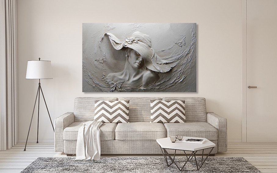 Картина полотно у вітальню / спальню   Дівчина в капелюсі   MLP_281 ( 60х30см ) 90х180см Київ - фото 2