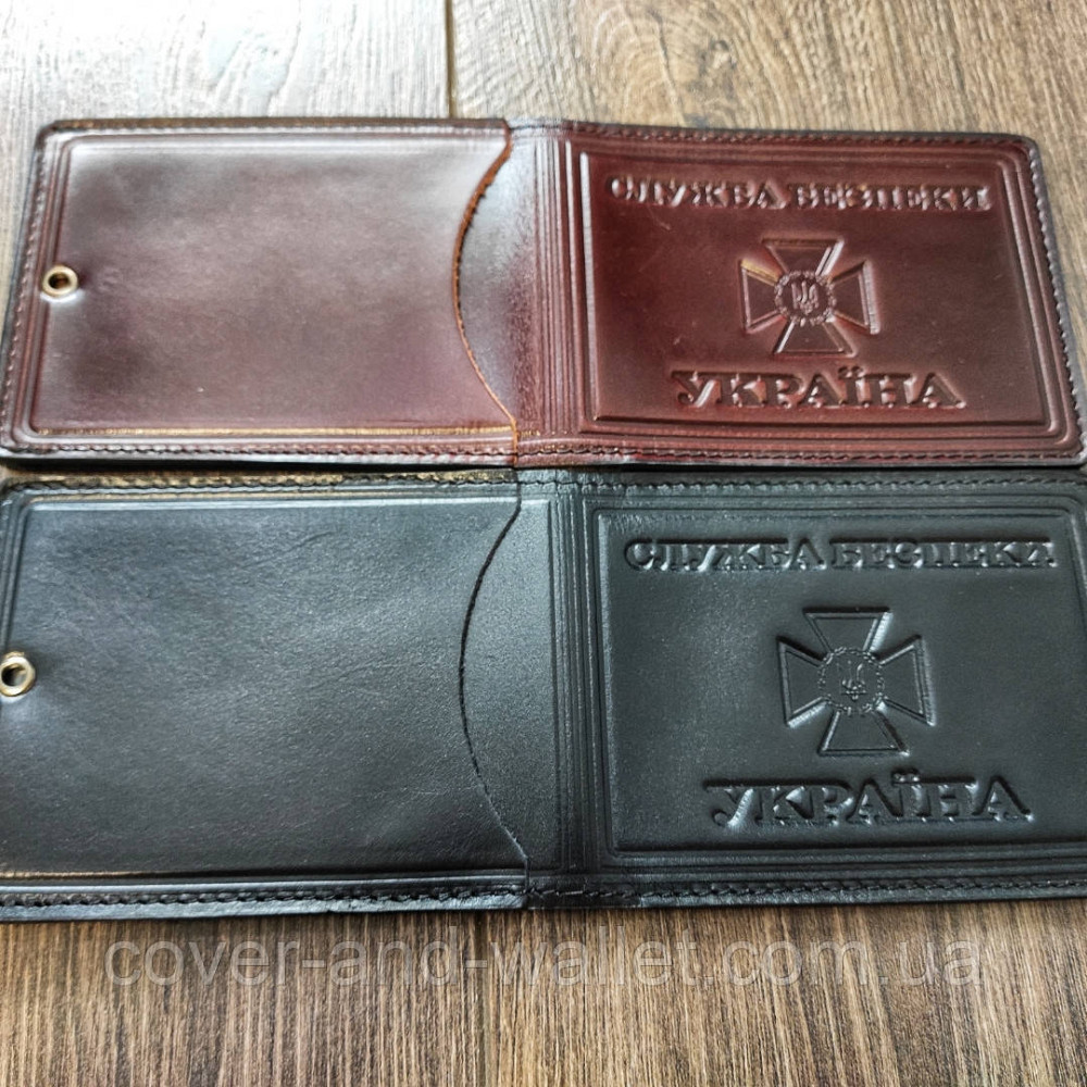 Шкіряна обкладинка СБУ з додатковою кишенею чорного кольору Київ - фото 6