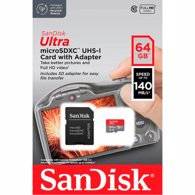 Карта пам&apos;яті SanDisk 64GB microSD Class 10 A1 R-140 (SDSQUAB-064G-GN6IA) Вінниця - фото 4