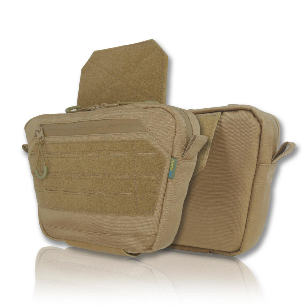 Сумка-напашник XL Kiborg GU Cordura Coyote. Сумка напашник койот с велкро панелью на плитоноску Киев - изображение 1