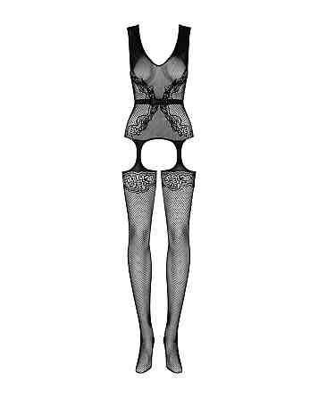 Бодистокинг Obsessive Bodystocking F217 XL/XXL, элегантный силуэтный рисунок, имитация чулок Sex Aura Киев