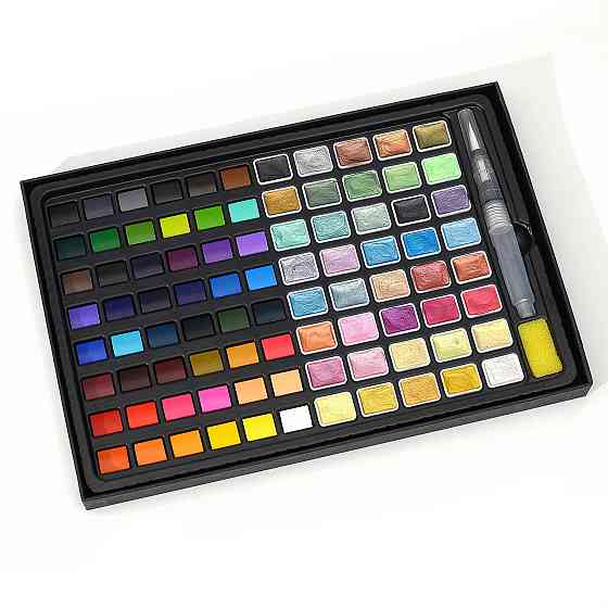 Набор акварельных красок металлика 88 цветов, краски с металлическим отливом на водной основе Каменец-Подольский