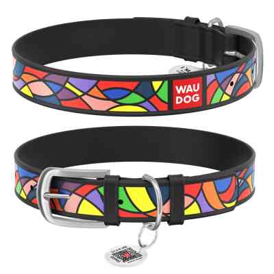 Ошейник для животных WAUDOG Design с QR паспортом "Винтаж" XL Ш 35 мм Д 46-60 см черный (36671) Винница
