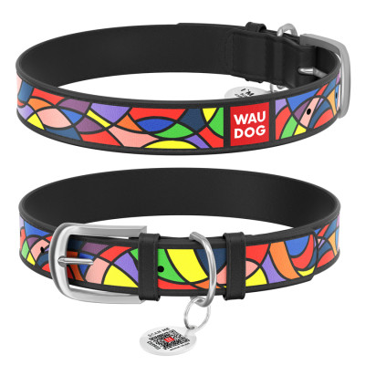 Нашийник для тварин WAUDOG Design з QR паспортом "Вінтаж" XL Ш 35 мм Д 46-60 см чорний (36671) Вінниця - фото 1