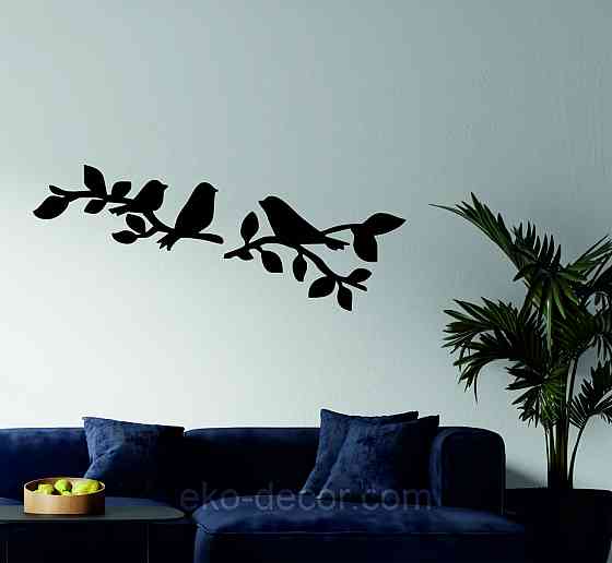 Декоративне настінне Панно  «Птахи» , Декор на стіну 90*35 см, Чорний Київ