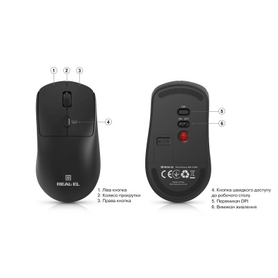 Мышка REAL-EL RM-317W Wireless Black (EL123200052) Винница - изображение 4