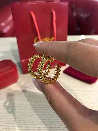 Cartier серьги с зубчиками  в лимонном золоте / Картье серьги кольца лимонное золото Одесса