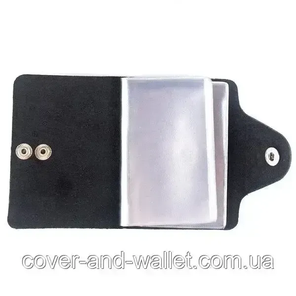 Шкіряна візитниця картхолдер чорного кольору маленького розміру ST Leather Київ - фото 5