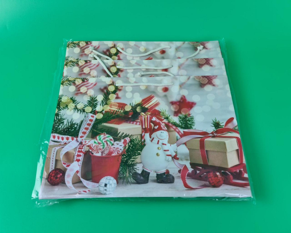 Бумажные пакеты большой горизонтальный 36/22/10  новоголний-07 (12 шт) Харьков - изображение 3