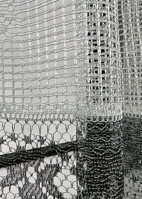 Тюль сетка VR-Textil Juli № 1232т Арка на кухню цвет серый с черным 300х150 см (53-0159) Киев - изображение 5