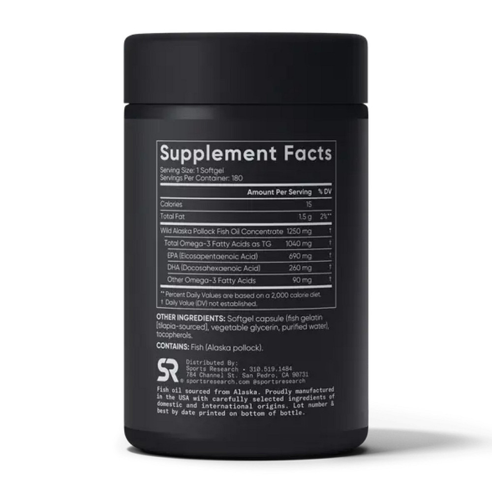 Риб'ячий жир Sports Research Omega-3 Fish Oil Alaska 1250mg 180 гел капс Київ - фото 2