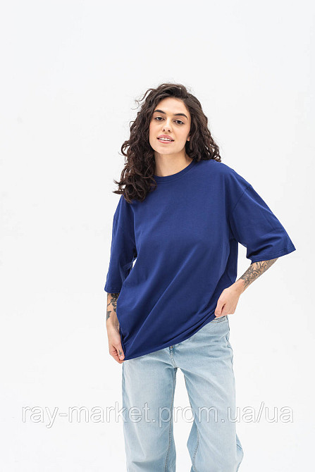 Футболка оверсайз RAY OVERSIZE женская темно-синяя (U0104W-Navy Blue) Киев - изображение 2
