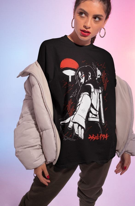 Футболка аниме Наруто оверсайз (S/M/L) Черний AnimeJ0990 Днепр - изображение 4