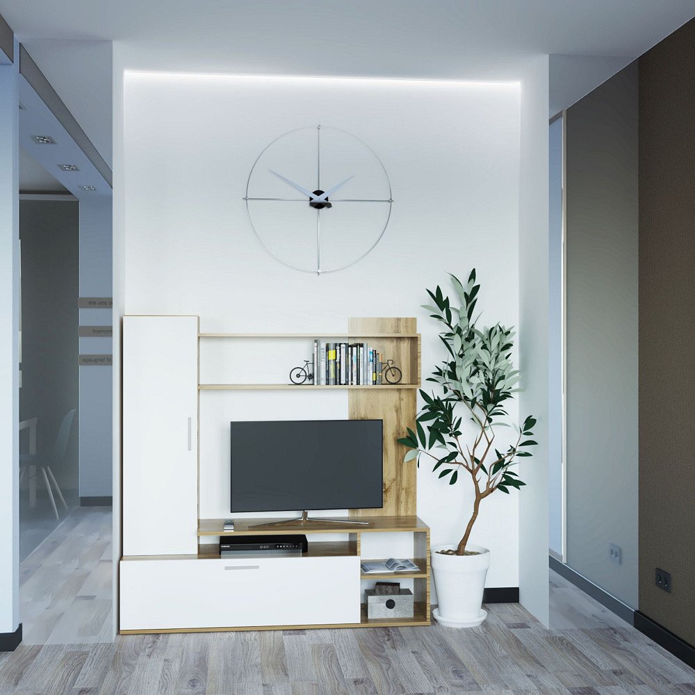 Стенка в гостиную Doros Кона 151х40х147 см Дуб тахо/Белый (DRS-011310) Львов - изображение 1