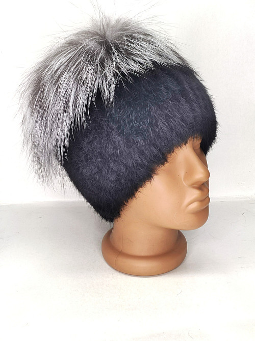 Шапка хутряна жіноча Мерлін з чорнобуркою Чорний Харків - фото 5