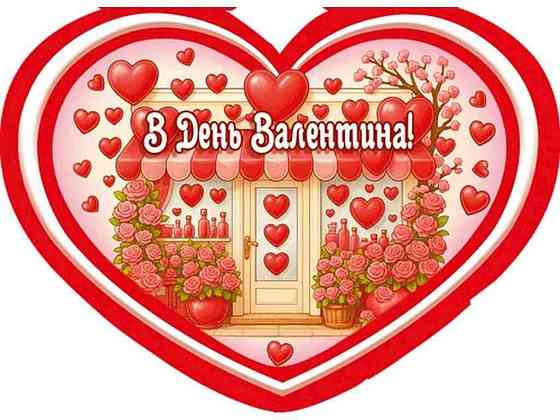 Валентинка подвійна В День Валентина 14х10,5см 10шт/уп МСТ-048у ТМ ЕТЮД Solmir Solmir Solmir Київ