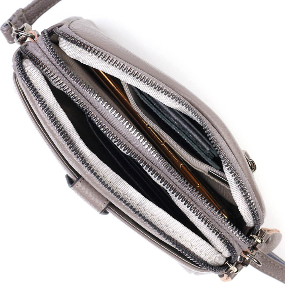 Сумка-клатч в стильном дизайне из натуральной кожи 22099 Vintage Серая Киев - изображение 7