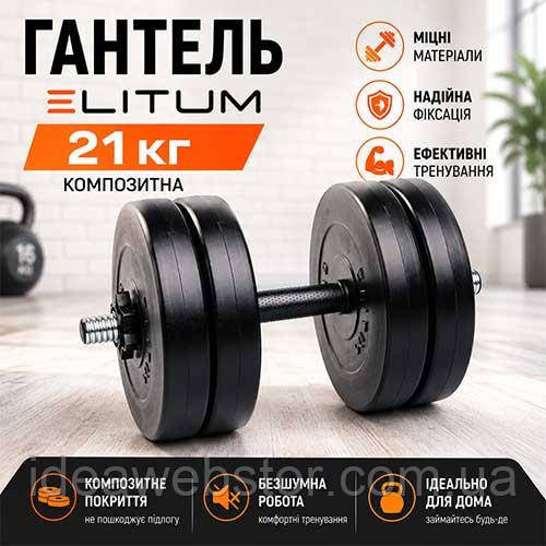 Гантель разборная Elitum 21 кг, композит, для тренировок дома и в спортзале Киев - изображение 7