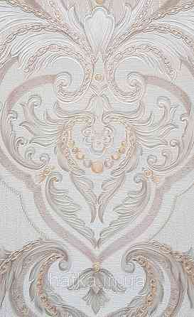 Шпалери вінілові на флізеліні AdaWall Seyyah 1.06х10 вензелю завитки великі структурні срібло на білому Київ