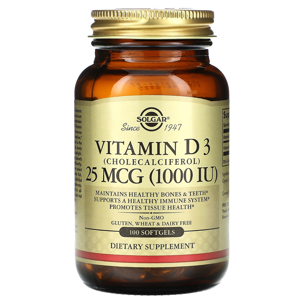 Натуральний вітамін D3 (Vitamin D3) 1000 МО 100 капсул Київ - фото 1