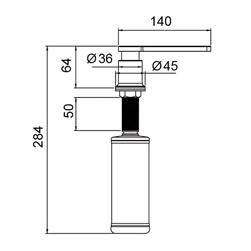 Дозатор для мийного засобу врізний Koer SDB-03-05 300 мл (колір чорний) (KR5633) Київ - фото 2
