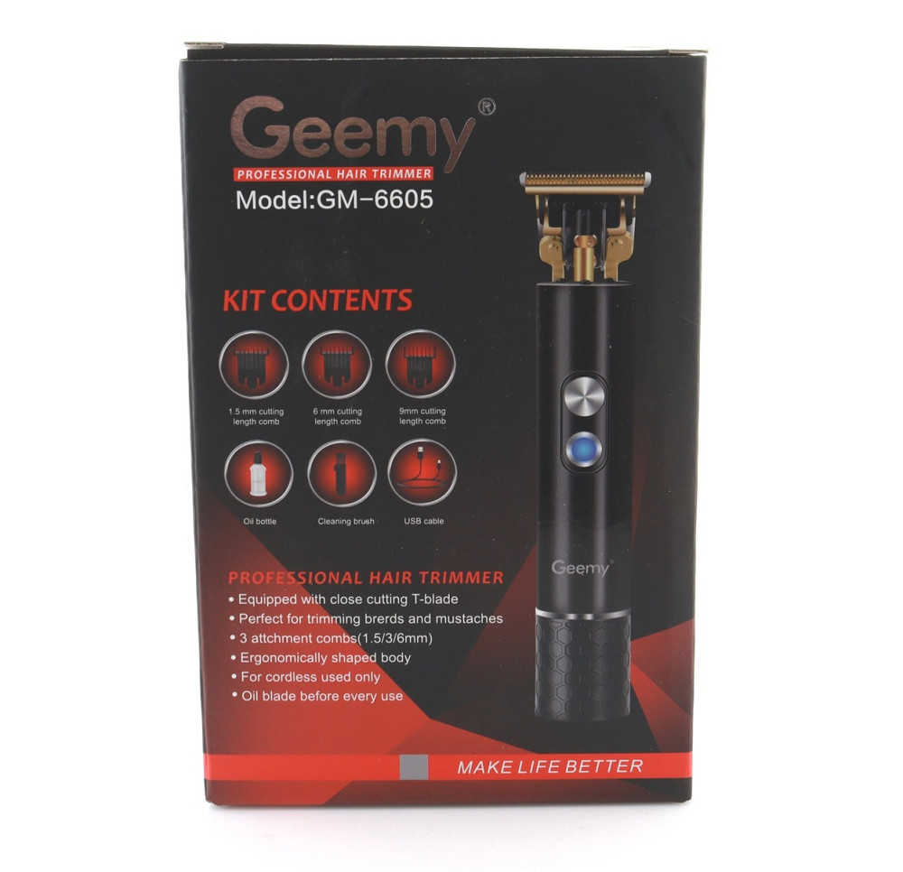 Машинка для стриження Geemy GM-6605, чорна Вінниця - фото 4