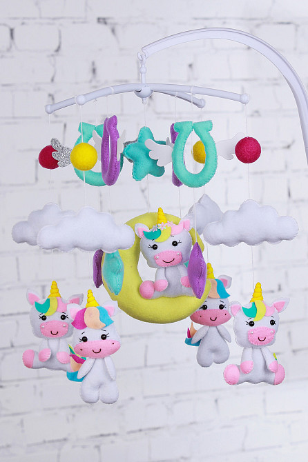 Мобіль на ліжечко WoollyFox «Місячні єдиноріжки» Київ - фото 5