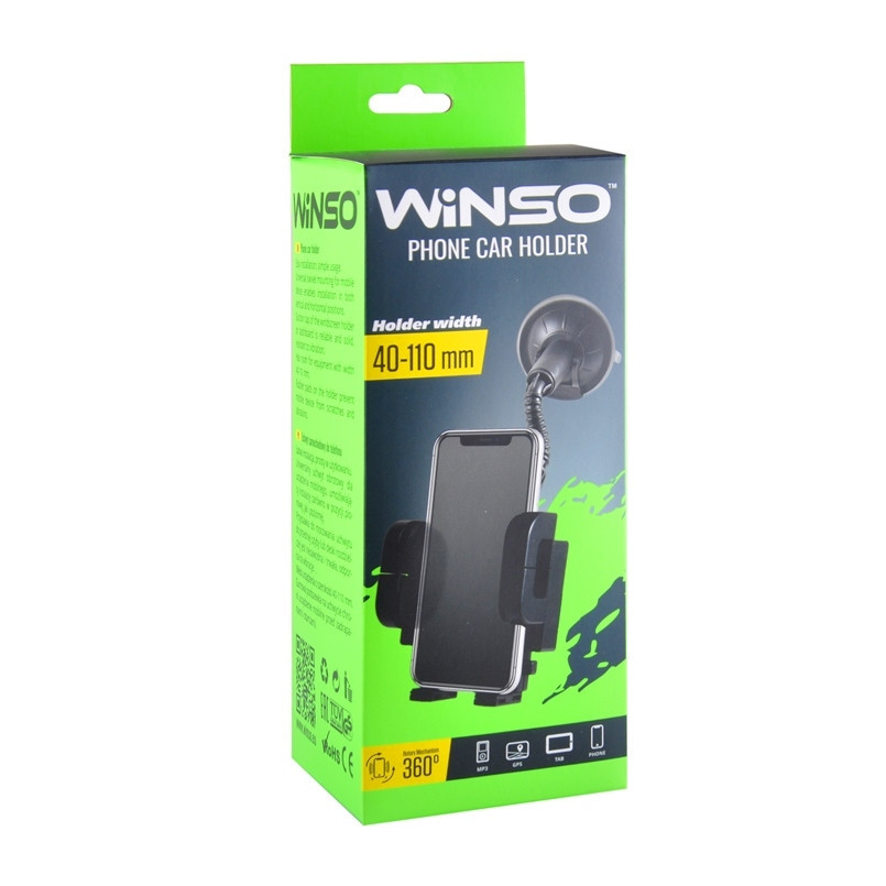 Автомобильный держатель телефона WINSO 201110 – гибкий кронштейн, поворот 360°, ширина от 40 до 110 мм Ковель - изображение 1