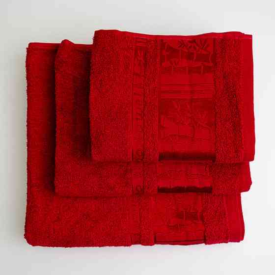 Набор махровых полотенец 3шт GM Textile 40х70см, 50х90см, 70х140см BambooN 450г/м2 (Красный) Сумы