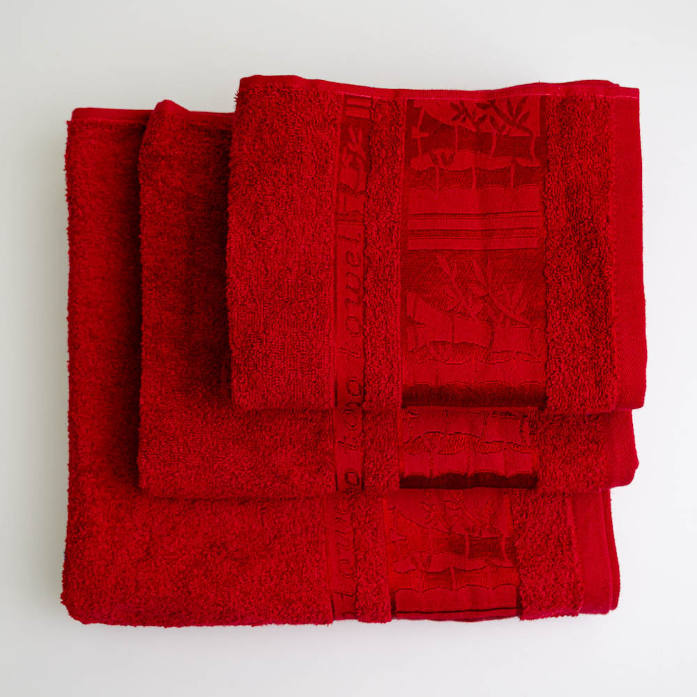 Набор махровых полотенец 3шт GM Textile 40х70см, 50х90см, 70х140см BambooN 450г/м2 (Красный) Сумы - изображение 5
