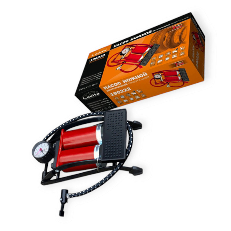 Насос ножний 2 циліндри метал. з маном 7 атм (55х100) Мукачево - фото 1