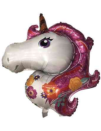 Фольгована куля 93х114 см Єдиноріг у квітах (54) в пакованні (1 пачка) Харків