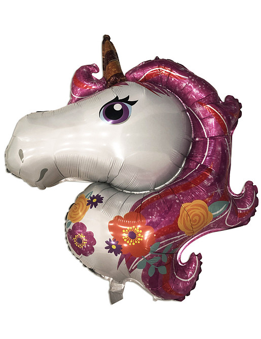 Фольгована куля 93х114 см Єдиноріг у квітах (54) в пакованні (1 пачка) Харків - фото 2