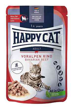 Влажный корм Happy Cat Culinary Voralpen Rind с говядиной для кошек (кусочки в соусе) Акция 4+1 (5 х 85 г) Винница