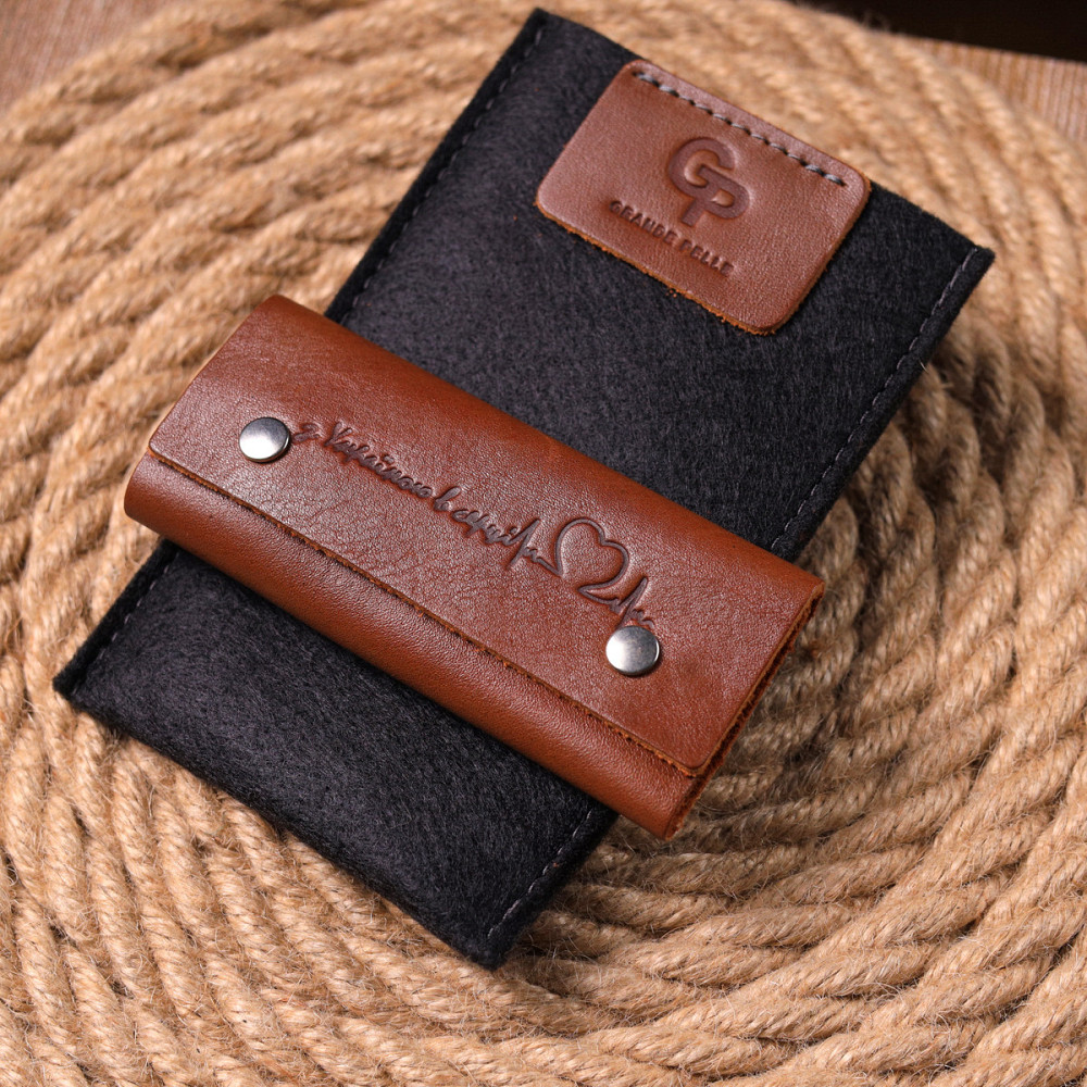 Превосходная ключница в глянцевой коже Сердце GRANDE PELLE 16721 Светло-коричневая Киев - изображение 3