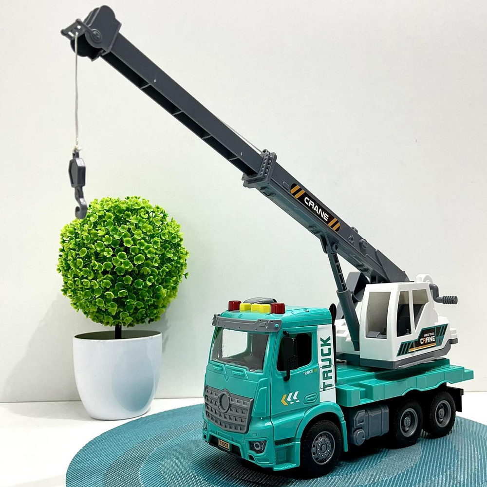 Спецтехніка Автокран світло звук інерція рухомі елементи 1:16 Бірюзовий (ZH 812-4) Чернігів - фото 1