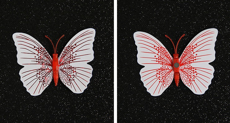 Набор декоративных бабочек с блестками 12 штук бело-красный Киев - изображение 3