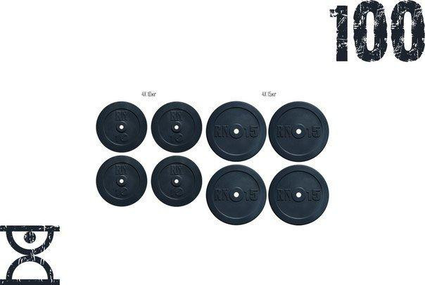 Набор блинов 100кг (4х10 и 4х15) на гриф 25.30.50 мм Гантели, гири, штанги и диски гранилит окрашенный Киев - изображение 1