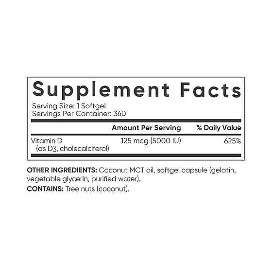 Вітамін Д3 Sports Research Vitamin D3 5000IU 360 гел капс Київ