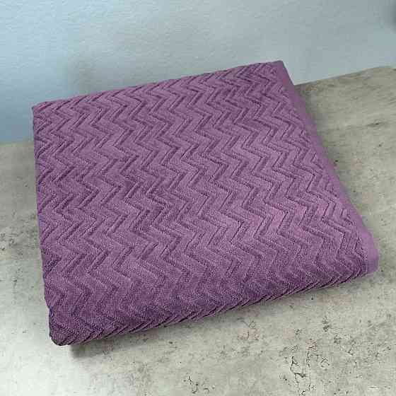 Набор махровых полотенец Жаккардовых с велюром 2шт GM Textile 50x90см, 70x140см 550г/м2 (Темно-Фиоле Сумы
