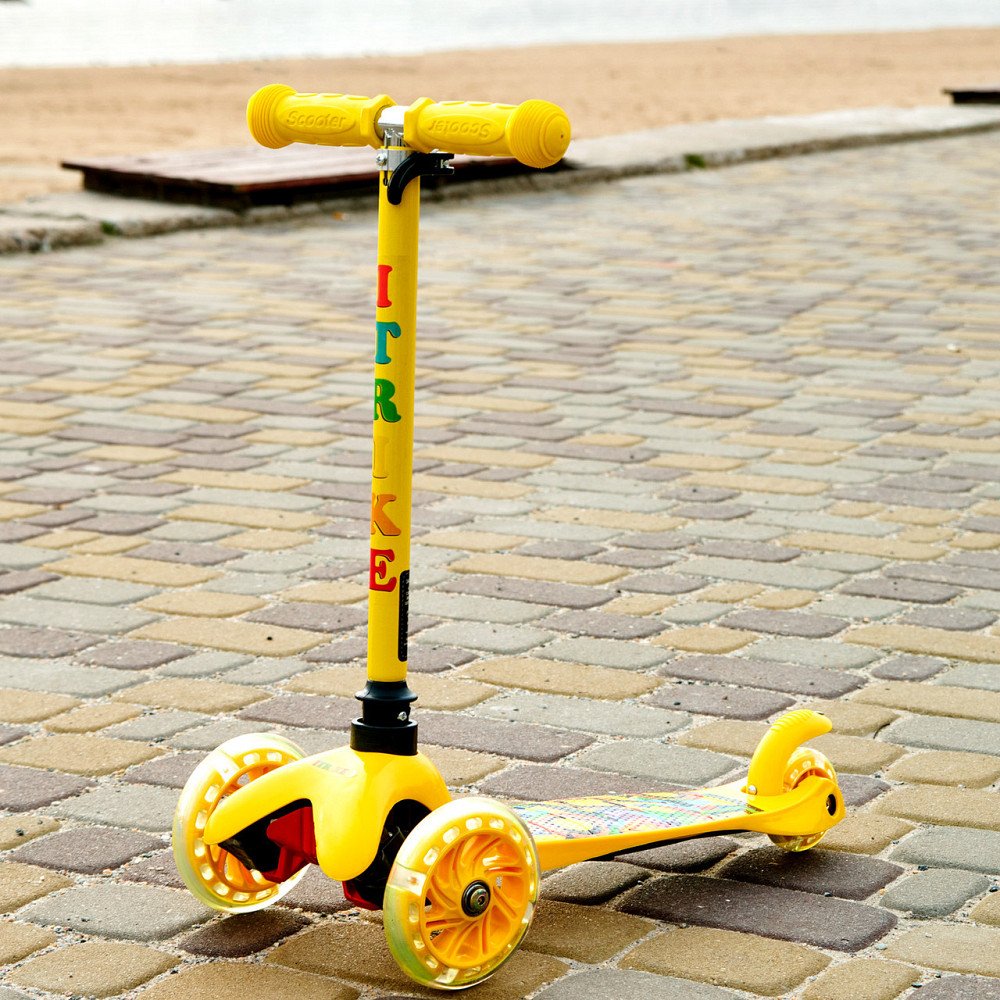 Детский складной трехколесный самокат SPORT KIDS 2581 с подсветкой колес  Желтый Каменец-Подольский - изображение 1