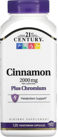 Экстракт корицы + хром 21st Century Cinnamon Plus Chromium 120 вес капс Киев