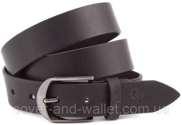 Черный мужской классический ремень из итальянской кожи 35мм Grande Pelle Labbro Киев - изображение 1