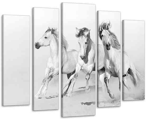 Модульна картина у вітальню / спальню Білі Коні Art-411_5 ( 80х118см ) Київ