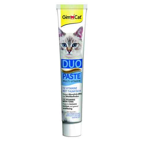 Паста GimCat DUO PASTE Multi-vitamin 12 vitamins with tuna для котів усіх порід 12 вітамінів та тунець 50г Київ